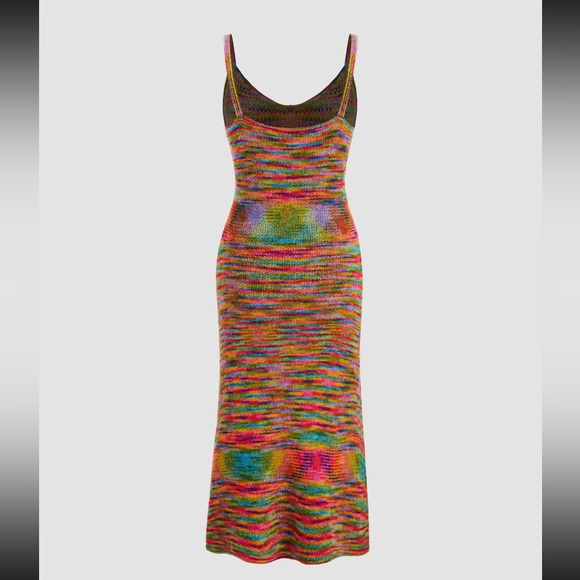Vneck knitted multicolour midi dress - Picture 3 of 3